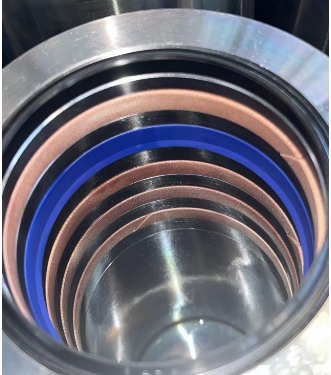 Hydraulic cylinder seal package for hatch cover